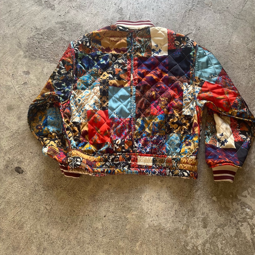 Free People Multicolor Quilted Patchwork Bomber J… - image 8